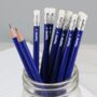 Personalised Football Motif Blue Pencils, thumbnail 1 of 2