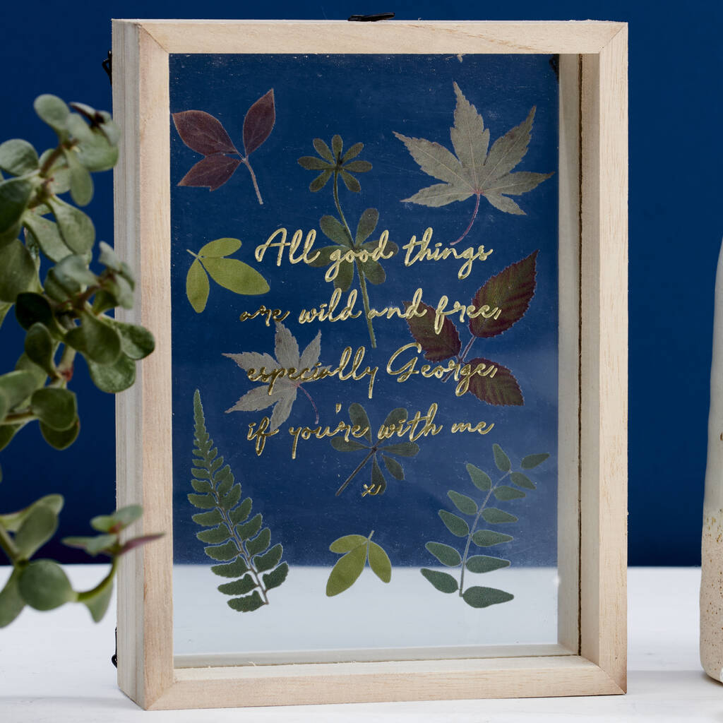 Personalised Autumn Leaves Gold Foil Quote Art Frame By Posh Totty
