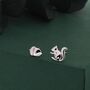 Mismatched Squirrel And Acorn Stud Earrings In Sterling Silver, thumbnail 4 of 9