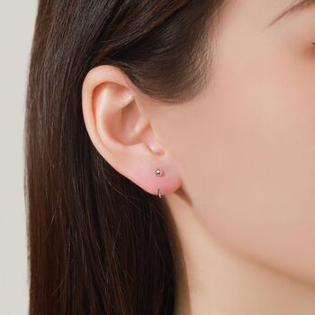 Sterling Silver Minimalist Ball Huggie Hoop Threader Earrings, 3 of 12