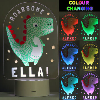 Personalised Dinosaur Colour Changing Night Light, 4 of 7