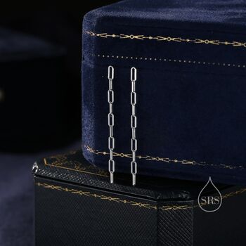 Dangle Chain Stud Earrings In Sterling Silver, 5 of 11