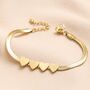 Gold Stainless Steel Heart Charm Herringbone Bracelet, thumbnail 1 of 12
