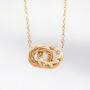 Non Tarnish Linked Rings Textured Diamante Necklace, thumbnail 5 of 10