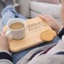 Personalised Tea And Biscuit Time Wooden Board Coaster, thumbnail 1 of 4