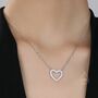 Open Heart Cz Necklace In Sterling Silver, thumbnail 2 of 11