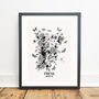 Personalised Monochrome Floral Initial Print, thumbnail 6 of 11