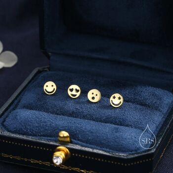 Set Of Four Face Stud Earrings In Sterling Silver, 4 of 9