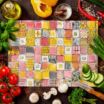 Patchwork Delight Textured Glass Chopping Boards, 5 of 8