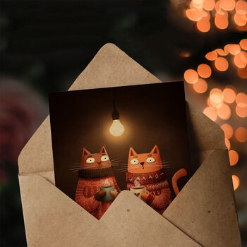 Cute Cats In Cosy Jumpers With Hot Chocolate Valentine's Day Card, 3 of 6