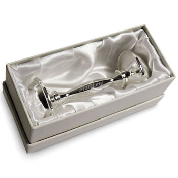 Personalised Baby Silver Rattle Christening Gift, 4 of 5