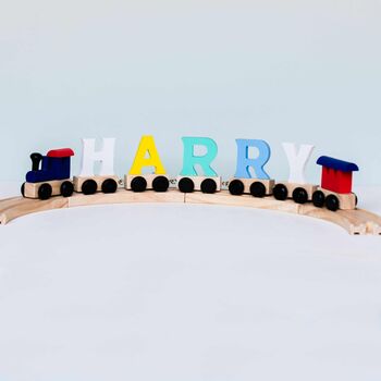 Wooden Letter Name Train Toy Pastel And Light Colours, 7 of 9