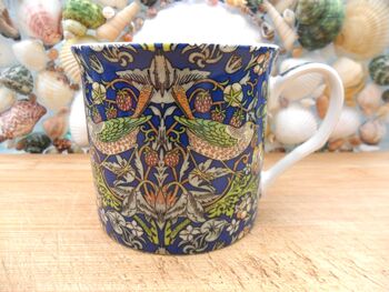 Set Of Six Palace Mugs In William Morris Black Strawberry Thief Design, 8 of 10