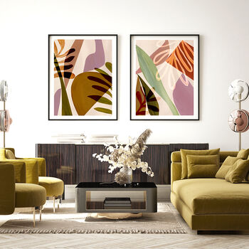 Earth Tone Abstract Leaf Print Set Of Three, 6 of 12