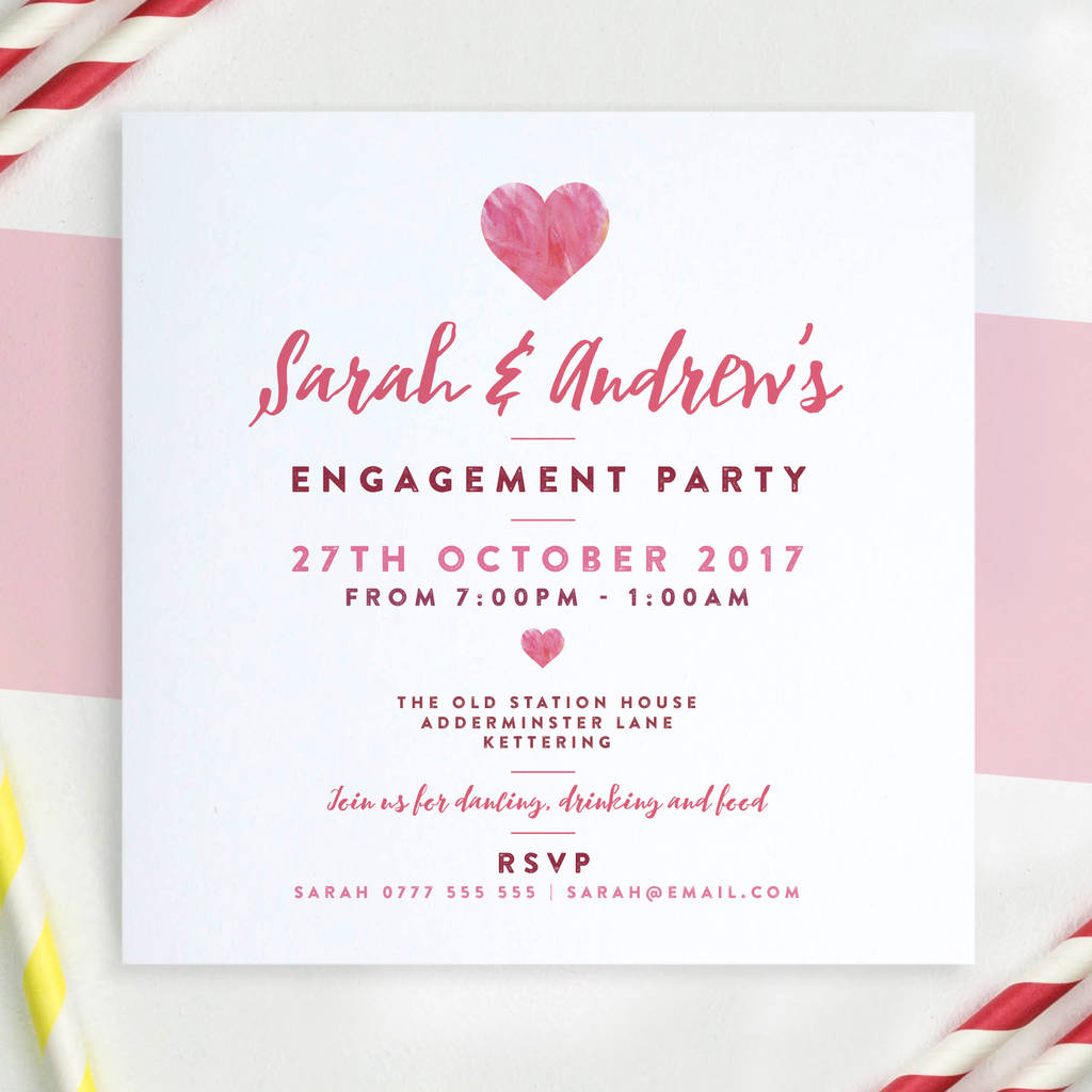 Personalised Watercolour Heart Invitations By A is for Alphabet