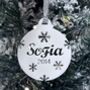 Personalised Christmas Bauble With Snowflakes And Date, thumbnail 2 of 6