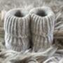 Grey Knitted Baby Booties With Pom Pom, thumbnail 5 of 8