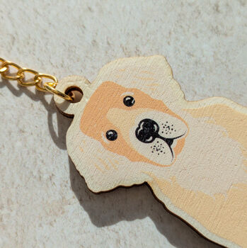 Golden Retriever Wooden Keyring With Optional Christmas Card, 4 of 9