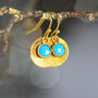 Turquoise Gold Disc Earrings, thumbnail 6 of 10