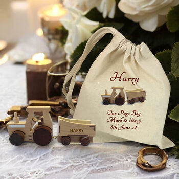 Christening Gift Personalised Tractor And Gift Bag, 3 of 7