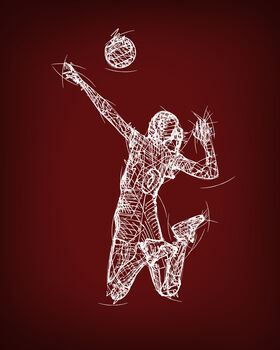 Women's Volleyball Sketch Set Of Four Prints, 3 of 5