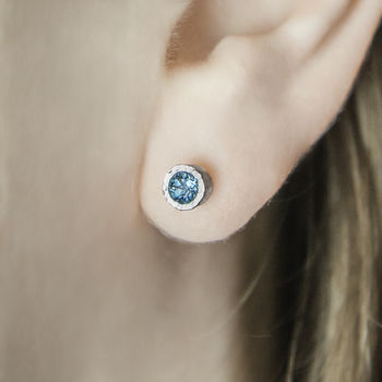 Blue Topaz November Birthstone Silver Stud Earrings, 5 of 5