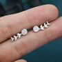 Moon Phase Crawler Earrings In Sterling Silver, thumbnail 2 of 12