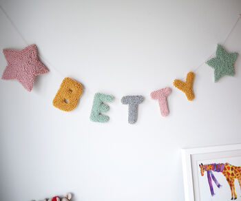 Punchneedle Personalised Name Garland With Stars, 2 of 5