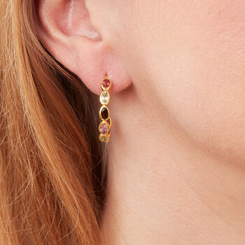 Tourmaline And Gold Plated Silver Hoop Earrings, 4 of 8