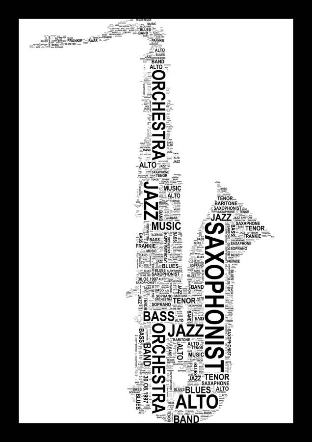saxophone player personalised word art by uniquely your word art