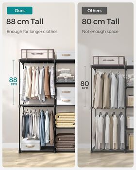 Portable Open Wardrobe Clothes Rack Fabric Shelves, 3 of 7