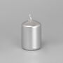 G Decor Set Of Four Varnished Silver Pillar Candles, thumbnail 2 of 4