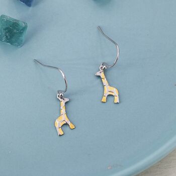 Sterling Silver Giraffe Drop Hook Earrings, 6 of 11