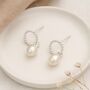 Sterling Silver Freshwater Pearl Rope Hoop Stud Earrings – 14mm, thumbnail 1 of 6