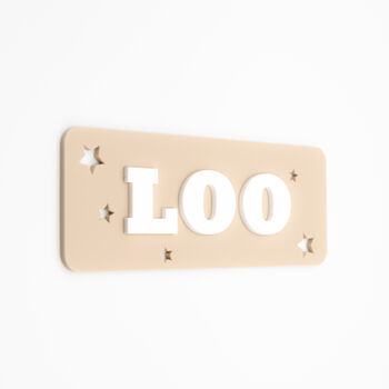 Loo Bathroom Door Sign – Beige And White Acrylic, 3 of 6