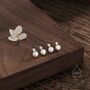 Genuine Pearl And Cz Stud Earrings In Sterling Silver, thumbnail 4 of 12