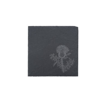 The Highlands Thistle Design Square Slate Coaster, 2 of 2