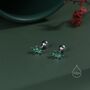 Sterling Silver Green Cz Lotus Flower Screw Back Earrings, thumbnail 4 of 12