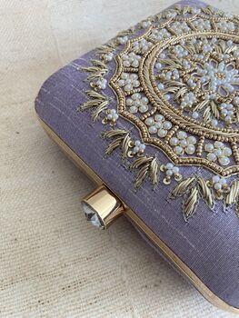 Purple Mandala Design Square Clutch, 8 of 8