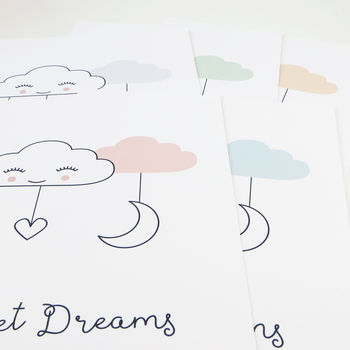Sweet Dreams Cloud Nursery New Baby Print, 10 of 12