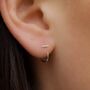 Small Silver Huggie Bar Hoop Earrings, thumbnail 2 of 10