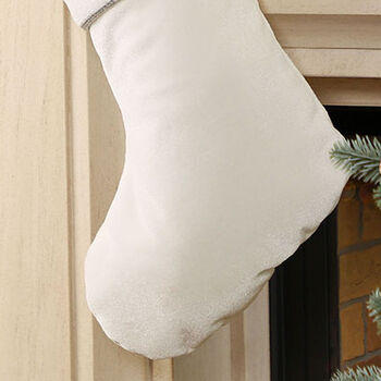 Personalised White Christmas Luxury Velvet Stocking, 4 of 8