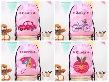 Personalised Girl's Classic Pink Waterproof Swim Bag, 4 of 12