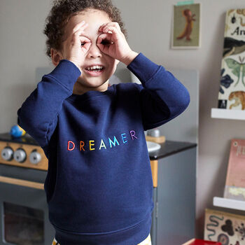 'Dreamer' Rainbow Embroidered Children's Sweatshirt, 3 of 12