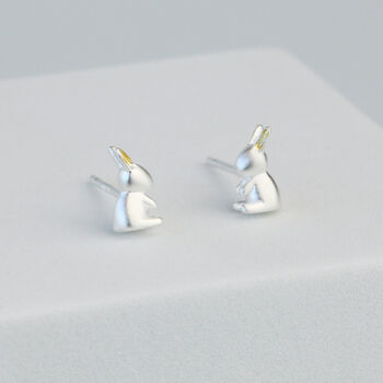 Sterling Silver Rabbit Stud Earrings, 3 of 5