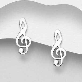 Sterling Silver Music Note Earrings, 2 of 4