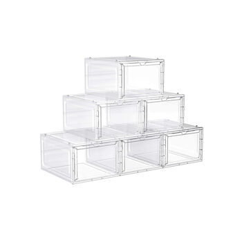 Six Stackable White Shoe Boxes Storage Organisers, 4 of 8