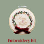 “Merry And Bright” Wreath With Velvet Bow Beginner Embroidery Kit, Hand Embroidery, thumbnail 1 of 6