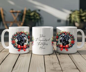Personalised Black Labrador Christmas Wreath Dog Mug, 2 of 2