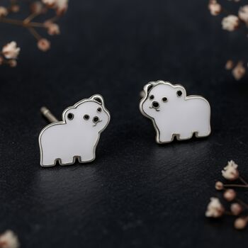 Girls Sterling Silver Polar Bear Stud Earrings, 3 of 5